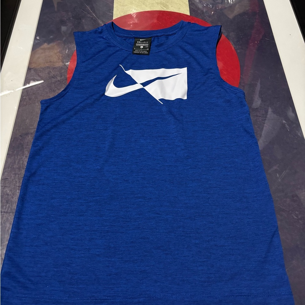 Nike Blue Sleeveless Athletic Tank with White Logo